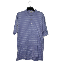 Peter Millar Polo Golf Shirt Size Medium Purple With White Stripes Cotton Logo - £23.26 GBP