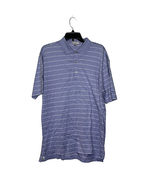 Peter Millar Polo Golf Shirt Size Medium Purple With White Stripes Cotto... - £23.70 GBP
