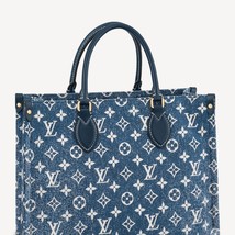 Louis Vuitton ONTHEGO MM Tote Bag denim blue monogram shoulder M59608 - £3,467.35 GBP