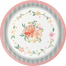 Farmhouse Floral 10 Inch Paper Plates 8 Pack Wedding Bridal Decorations - £12.78 GBP