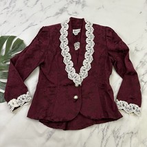 Jeffrey Dara Womens Vintage 90s Jacquard Blazer Jacket Size 12 Red White... - $34.64