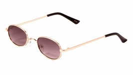 Dweebzilla Slim Metal Small Oval Classic Round Sunglasses (Gold Metallic &amp; Black - £8.60 GBP+