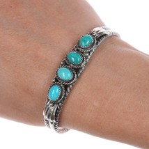 6.5&quot; Vintage Navajo twisted silve wire 4 stone turquoise cuff bracelet - $163.35