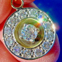 Earth mined Diamond Deco Pendant Vintage Style Halo Design Charm Necklac... - £3,793.99 GBP