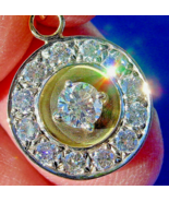 Earth mined Diamond Deco Pendant Vintage Style Halo Design Charm Necklac... - £3,791.93 GBP
