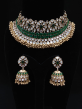 Bollywood Stil Indisch Schmuck Braut Grün Choker Kundan Halskette &amp; Ohrringe Set - £291.05 GBP