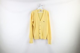 Vintage 70s Streetwear Mens Small Knit Kurt Cobain Cardigan Sweater Yellow USA - £55.34 GBP