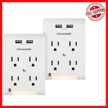 4-Outlet Wall Extender with 2 USB Ports &amp; Light Sensor Night Light for S... - $41.70