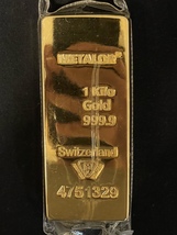 Gold Bar 1 KILO METALOR Switzerland Fine Gold 999.9 in Sealed Assay - £53,335.83 GBP