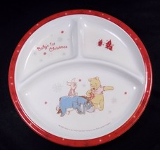 Winnie Piglet &amp; Eeyore 3 part melamine divided plate Baby&#39;s 1st Christma... - $5.25