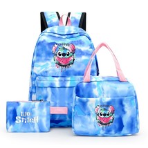 3pcs Disney Lilo Stitch Colorful Backpack with Lunch Bag for Women Student Teena - £37.67 GBP
