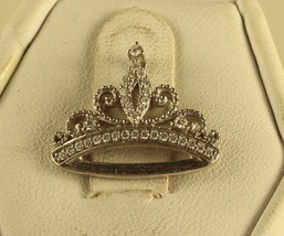 Vintage Sterling Sign Walt Disney Majestic Tiara Diamond Crown Pendant - £75.16 GBP