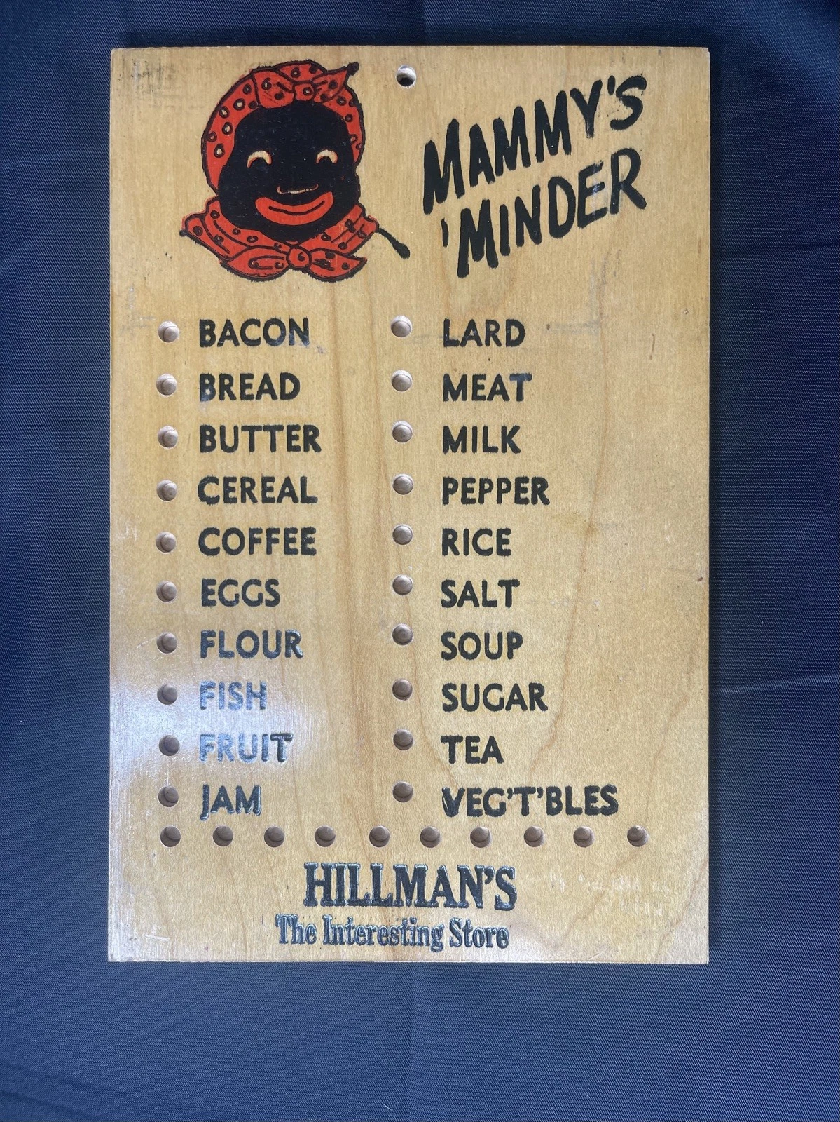 Vintage Black Americana grocery shopping board - $75.00