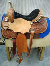 Western saddle barrel 16&quot; leather on buffalo chestnut with drum dye finish - $674.46