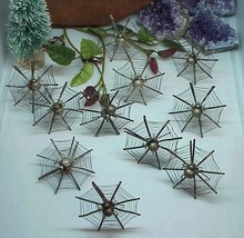 11 Antique Silver plate Spider Web Ornaments Place Card Holders Rare Vin... - $247.49