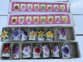 Vintage Porcelain Flower Place Card Photo Holder Set Cmmodore Made In Ja... - $42.56