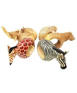 Global Crafts Mahogany Wood Animal Napkin Rings - Set of Six - $49.19 CAD