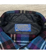 Pendleton Shirt Men&#39;s Lg 100% Virgin Wool Blue Plaid Elbow Patches USA W... - $54.31 CAD