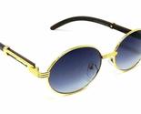Dweebzilla Philosopher Luxury Oval Metal &amp; Wood Sunglasses (Gold &amp; Dark ... - $10.73