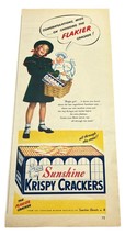 Sunshine Krispy Crackers Color Print Ad 1948 Vintage Little Girl Basket  - $11.95