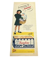 Sunshine Krispy Crackers Color Print Ad 1948 Vintage Little Girl Basket  - £9.46 GBP