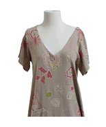 Fresh Produce Brown Floral Dress 100% Cotton Short Sleeve Pocket Sz M - $30.84