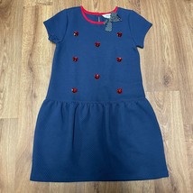 Lands End Girls Red White Blue Quilted Heart Embellished Bow Dress Size ... - $25.74