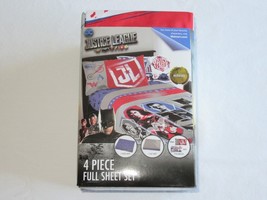 Justice League Full Size Bed Sheet Set 4 Piece Superhero Bedding Microfi... - $20.89