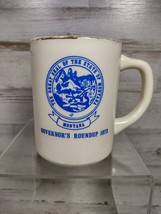 Vintage Montana Seal Governor&#39;s Roundup 1973 Coffee Mug Cup Ceramic Blue Gold - £27.16 GBP