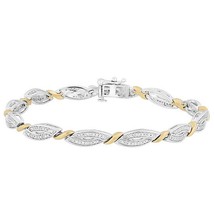 0.75CT Round Simulated Diamond Swirl Link Tennis Bracelet 14K Gold Plated 7&quot; - £306.19 GBP