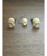 Vintage Carved Stone Skull Cufflinks and Matching Tie Clip Set - $61.74 CAD