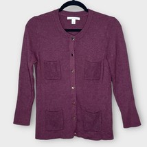 BANANA REPUBLIC raisin alpaca blend full button fine knit fall sweater s... - $35.00