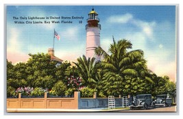 Only Lighthouse in City Limits Key West Florida FL UNP Linen Postcard V25 - £2.25 GBP