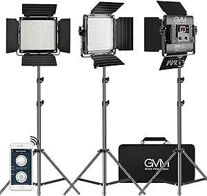 Gvm 3 Pack Led Video Lighting Kits With App Control, Bi-Color Variable 2... - $537.99