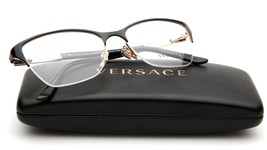 New Versace MOD.1218 1342 Black Gold Eyeglasses Frame 53-17-140mm B40mm Italy - £83.54 GBP