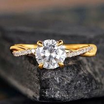 2 Ct Round Cut Diamond Twisted Women&#39;s Engagement Ring 14K Yellow Gold F... - £78.79 GBP