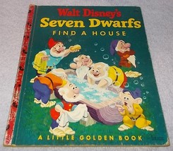 Little Golden Book Walt Disney&#39;s Seven Dwarfs Find a House D67 1952 D print - £7.77 GBP