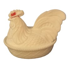 Westmoreland Rooster on a Nest Milk Glass MCM Split Tail 8&quot; x 6&quot; Vintage 1950&#39;s - £48.58 GBP