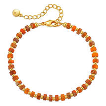 Orange Turquoise &amp; 18K Gold-Plated Beaded Bracelet - £11.20 GBP