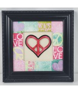 Vintage Hippie Style Peace Love Wall Art 13x13 Inch Framed - $30.86