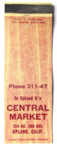 Central Market - Upland, California Advertisement 20 Strike Matchbook Cover CA - £1.30 GBP