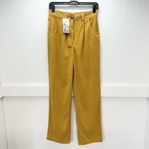 Halara Pants Womens Medium Corduroy Straight Mustard Yellow Preppy Acade... - $22.99