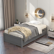 Twin Bed With 2 Drawers, Solid Wood, No Box Spring Needed ,Grey - £179.57 GBP