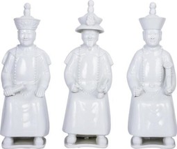 Sculpture Sitting Qing Emperors of 3 Generations White Set Porcelain - £249.40 GBP