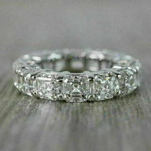 Real Moissanite 2Ct Asscher Cut Eternity Ring Band 14K White Gold Silver Plated - £172.28 GBP