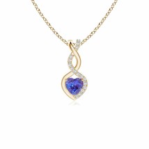 Natural Tanzanite Infinity Heart Pendant Necklace with Diamonds in Yellow Gold - £315.45 GBP