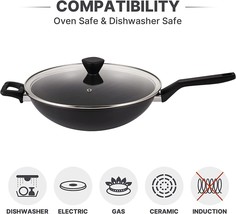 EPPMO Hard-Anodized Wok Pan, Nonstick Scratch Resistant Stir Fry Pans with Lid - £14.69 GBP