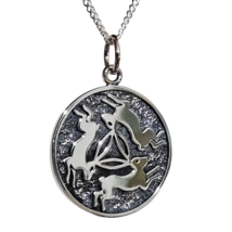 Trinity Hare Pendant Necklace 925 Sterling Silver Fertility Rebirth Pagan Wiccan - £33.58 GBP