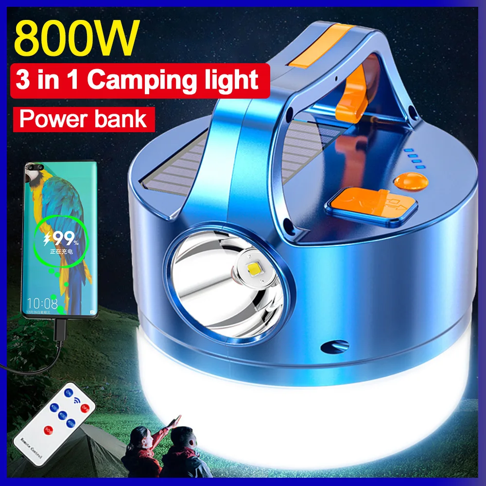 800 Watts Portable Solar Power Camping Light USB Rechargeable Flashlight... - £74.59 GBP