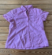 LL Bean Women’s Short Sleeve LOGO Button up Shirt size S Pink R2 - £6.98 GBP